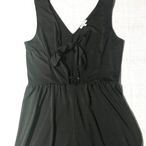 Charlotte Russe Black Tie-front Jumpsuit